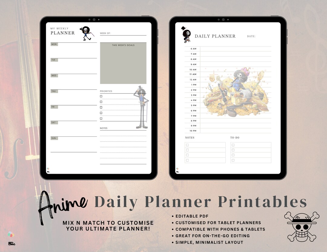 Undated Anime Minimalist Planner, Anime Daily and Weekly Printable ...