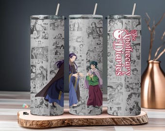 Paquete 8 en 1 de vasos de anime con diseño de sublimación, panel de manga, descarga digital instantánea, impresión lista para anime Old Palace, envoltura para vasos de anime misterioso.