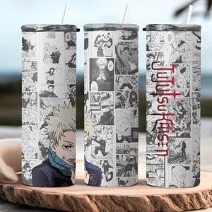 7 Different 20 oz Skinny Tumbler Anime Sublimation Design Manga Panel Instant Digital Download PNG 300 DPI Ready Print Anime Tumbler Wrap