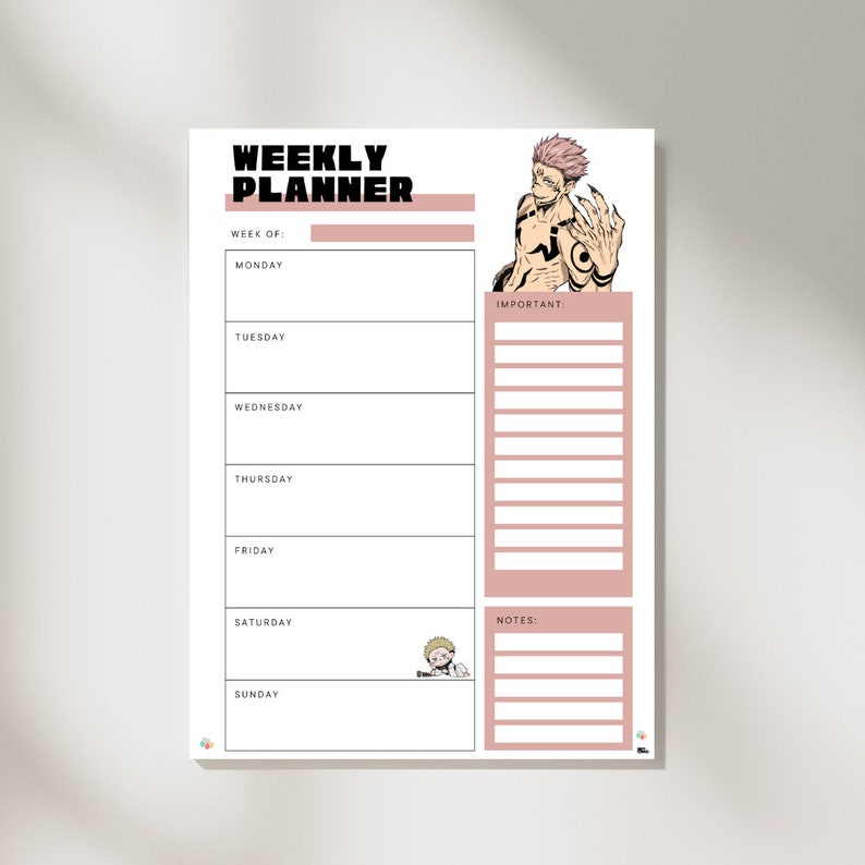 Undated Anime Planner Daily and Weekly Printables for Anime To-do List ...