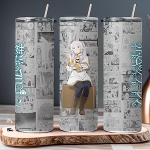 4 Unique 20 oz Skinny Tumbler Elf Anime Friendship Design Premium Manga Panel Anime Tumbler Wrap Fantasy Anime Art Character Printable Cup