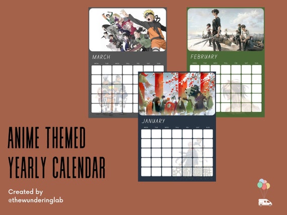 Anime Calender 2024 Anime Calender Printable Custom Manga 