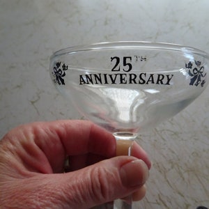 Small Glass Pitcher With Silver 25 Anniversary Emblem 