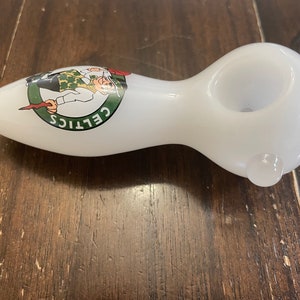 4" Premium Glass Pipe Bowl White Boston Celtics Thick Quality