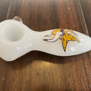 4" Premium Glass Pipe Bowl White Minnesota Vikings Thick Quality