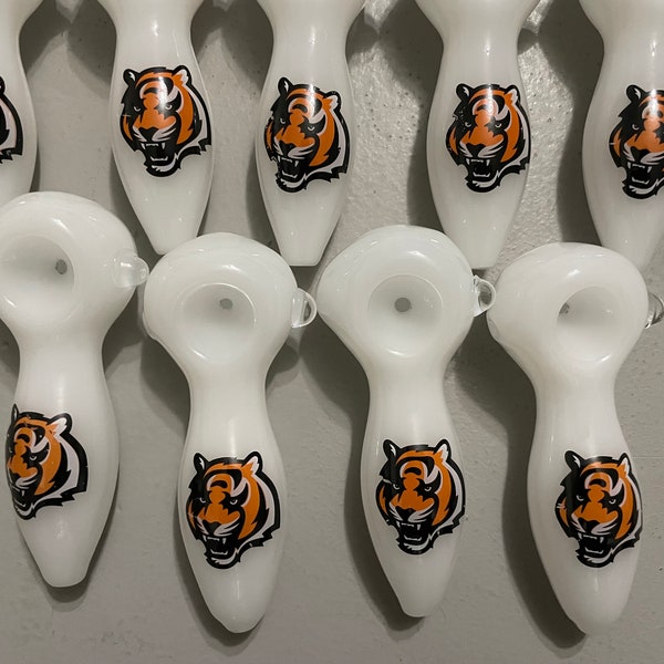 READ DESCRIPTION 1st!!!!! 4" Premium Glass Pipe Bowl White Cincinnati Bengals Thick Quality