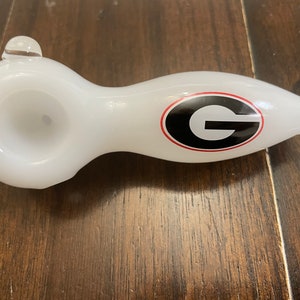 4" Premium Glass Pipe Bowl White Georgia Bulldogs Thick Quality