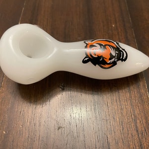 4" Premium Glass Pipe Bowl White Cincinnati Bengals Thick Quality