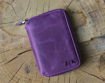 Personalized wallet for women, Minimalist gifts for moms, Mini zip around keychain card holder gifts for girlfriends V2