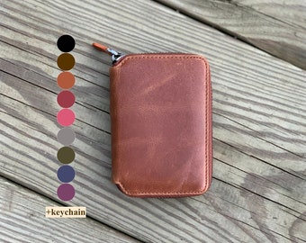 Minimalist Women Wallet,Zipper Leather Wallet,Mini Womens Wallet,Women Wallet Cute,Personalized Womens Wallet,Gifts for Mom,Gifts for Her