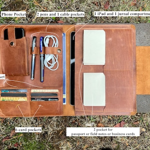 Portafoglio in pelle, organizer in pelle personalizzato, portadocumenti per donna, cartella in pelle per uomo, custodia da viaggio A4 Padfolio