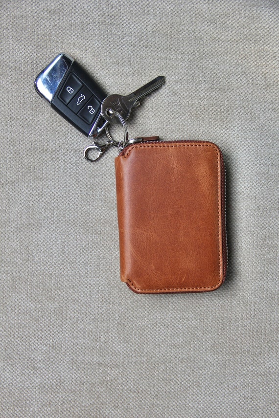 Keychain Wallet, Leather Cardholder, Credit Card Holder, Mini Wallet, Minimalist Leather Gifts for Her