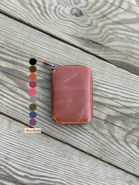 Minimalist Women Wallet,Zipper Leather Wallet,Mini Womens Wallet,Women Wallet Cute,Personalized Womens Wallet,Gifts for Mom,Gifts for Her