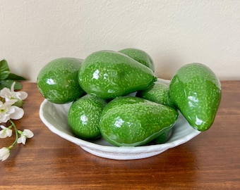 Vintage Italian Trompe L’oeil Ceramic Avocado Bowl: Tuscan Kitchen Decor