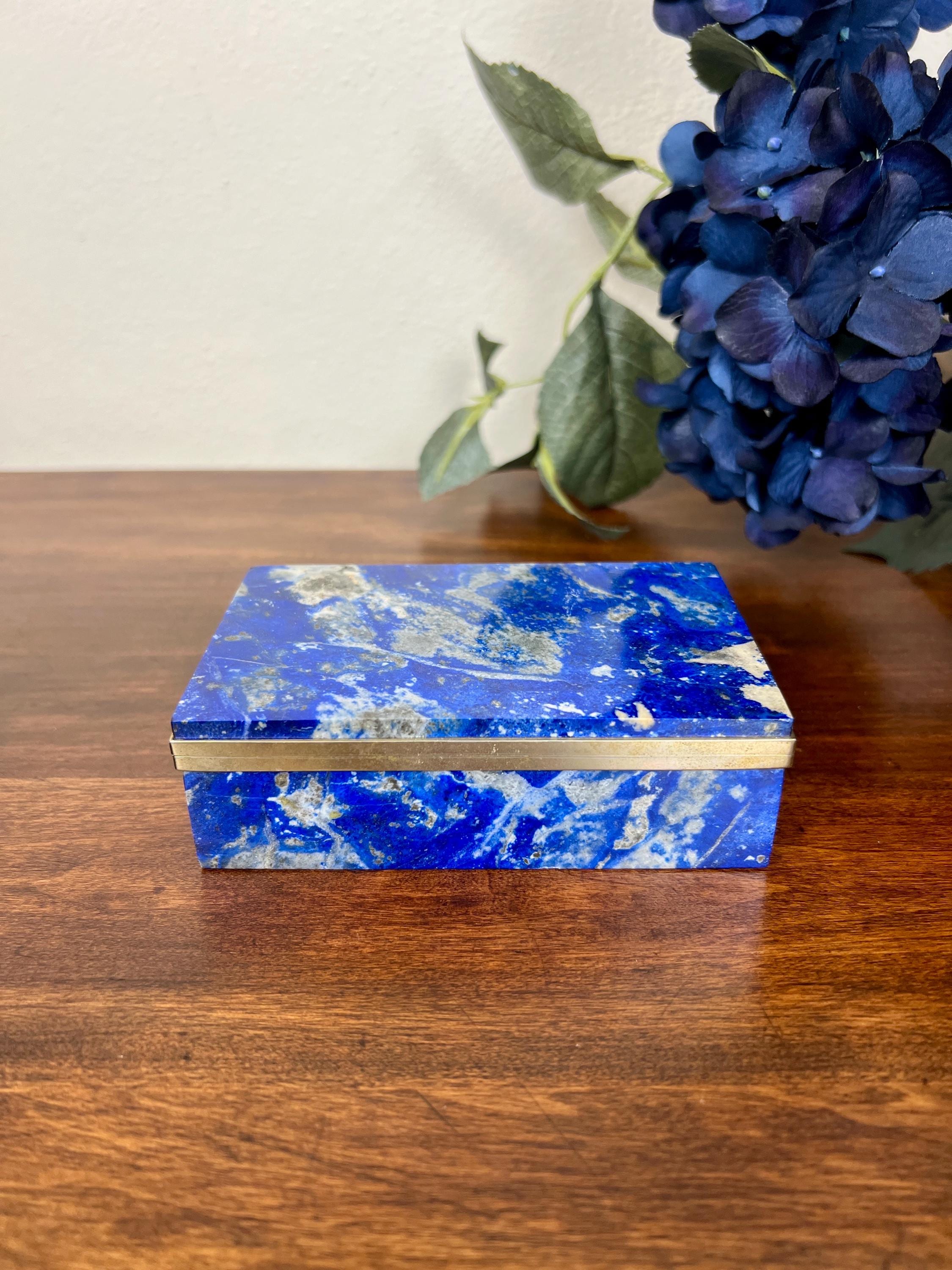 Vintage Morita Gil Chilean Lapis Lazuli Jewelry Box With Silvered