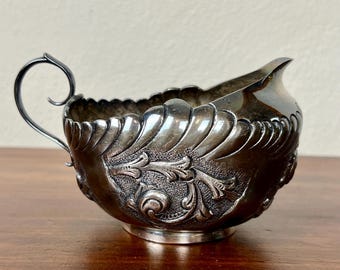 Antique Pre-1898 Derby Silver Company Quadruple Plate Creamer: Ornate Hollowware Collectible