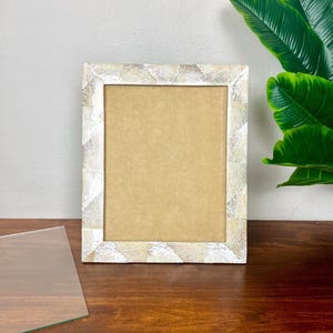 Vintage Abalone Inlay Photo Frame: 8x10 Coastal Mosaic Decor