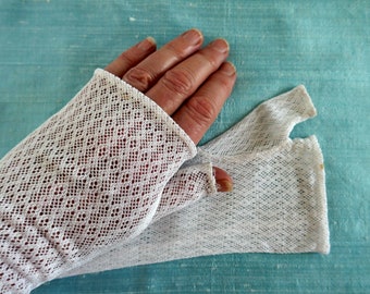 A Pair of Antique Knitted Lace Fingerless Mittens