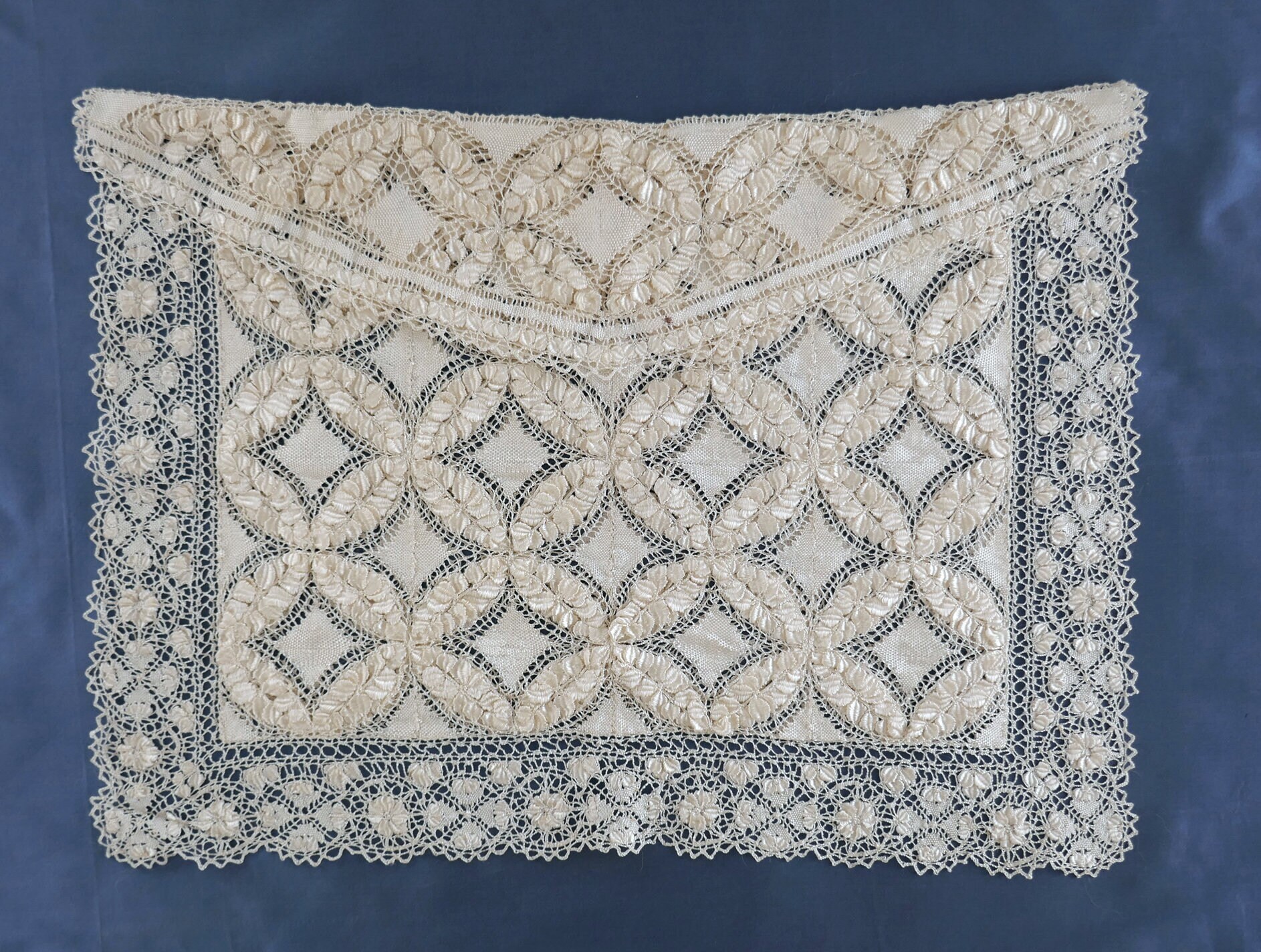 An Unused Antique Handmade Maltese Silk Lace Lingerie Case or  