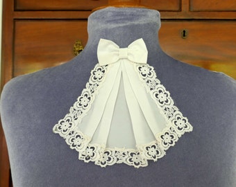A Vintage Jabot with Bow Detail and Lace Edging