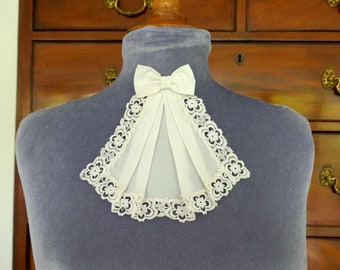 A Vintage Jabot with Bow Detail and Lace Edging