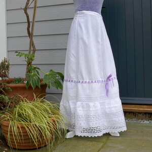 An Antique Edwardian Petticoat with Broderie Anglaise Frill - Suitable for use as a Skirt