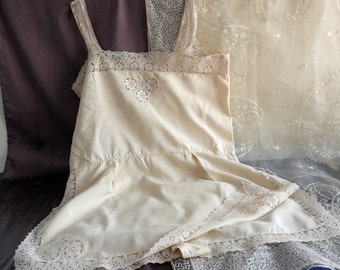 An Antique or Vintage Pair of Silk Cami Knickers with Lace Edging and Insertion Motifs