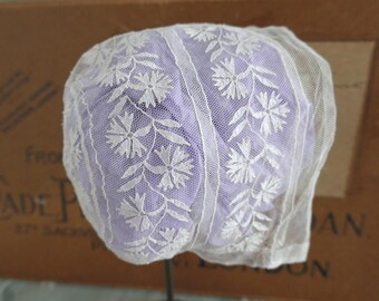 Antique Baby Bonnet Tulle Lace Peach Ribbon - Etsy New Zealand display picture 3