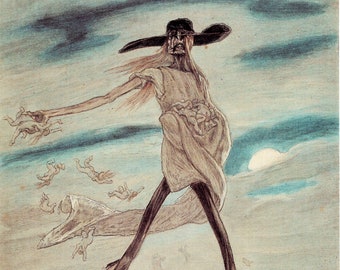 Sowing Tares- Félicien Rops (Art, Symbolism, Print, Esoteric, Religious, Spiritual, Skeleton)