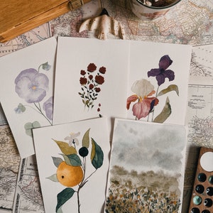 Acquerelli originali fiori frutti paesaggio
