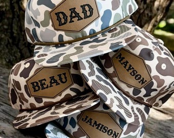 Personalized Snapback Hat | Kids, Adult -  ALL CAMO HAT, Style M, Light Brown