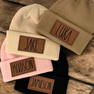 Personalized Printed Name Beanie - RAWHIDE PATCH
