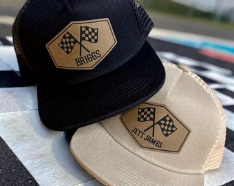 Personalized Snapback Hat | Infant, Youth, Adult - Race Flags with Name