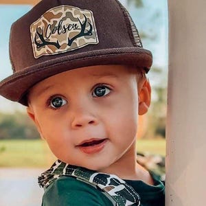 Personalized Snapback Hat | Infant and Youth, Camo Antlers - Style BO