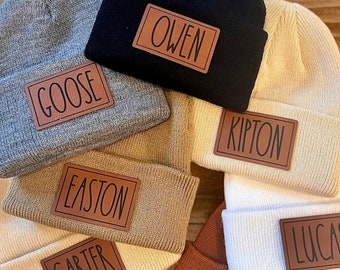 Personalized Printed Name Beanie - RAWHIDE PATCH