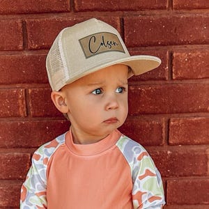 Personalized Snapback Hat | Infant and Youth -  Style BR - Light Brown Patch
