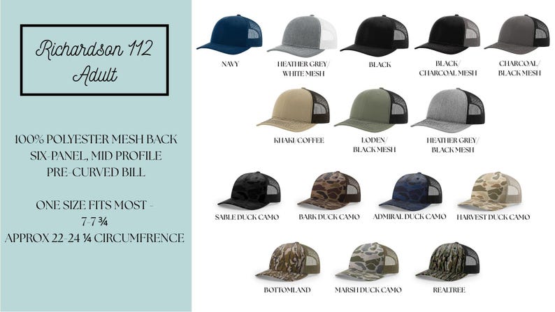 Richardson 112 Snapback Hat, Adult and Youth Sizes, Fathers Day ...