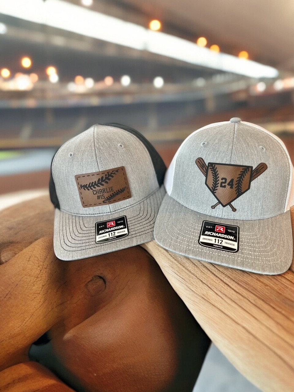 Richardson 112 Snapback hat, Youth and Adult, Baseball theme