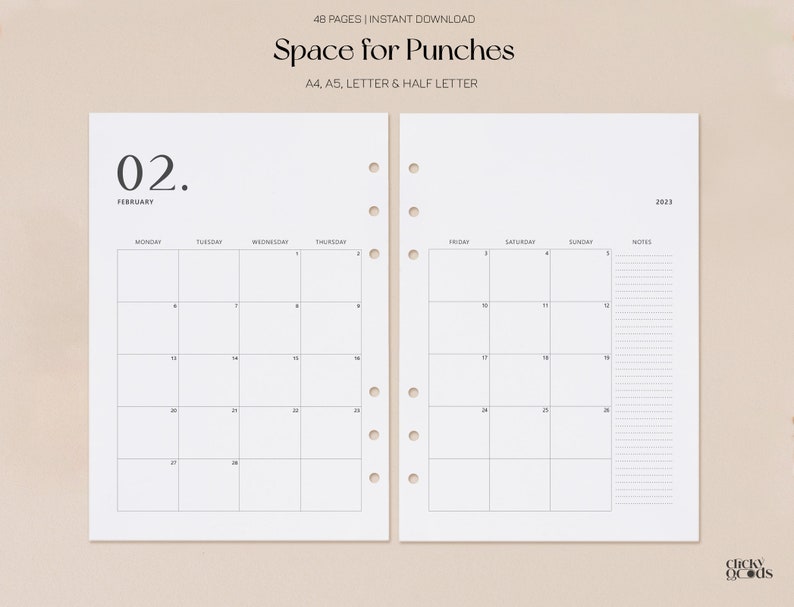 Printable Monthly Calendar on Two Pages With Notes Printable Calendar ...