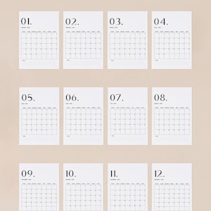 2023-2024 Monthly Calendar Printable Minimalist Vertical - Etsy