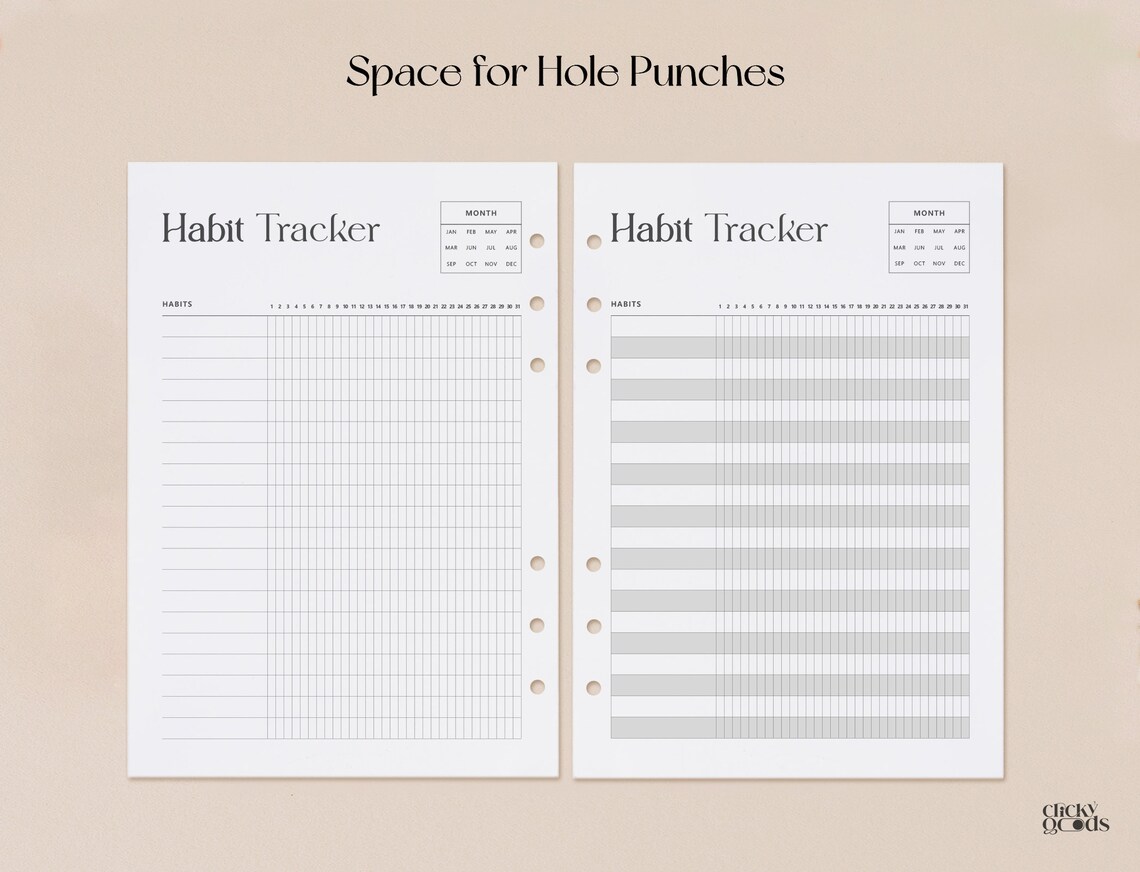 Vertical Monthly Habit Tracker Printable 3 Habit Tracker Template ...