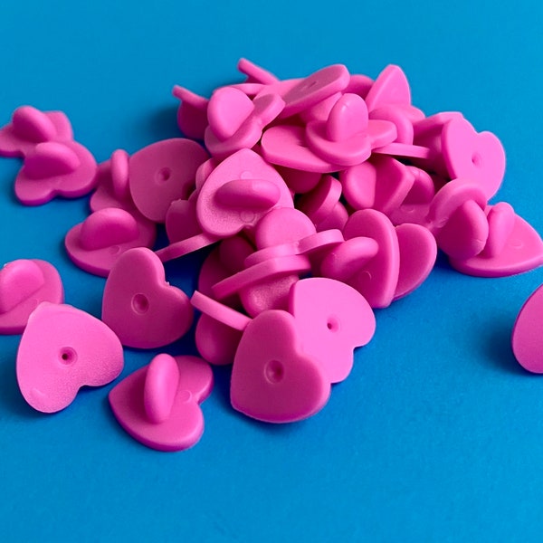 Heart Shaped Pin Back, Rubber Pin Back, Enamel Pin Back, Yellow Pin Back, Pink Heart Backs, Purple Pin Backs, Blue Rubber Pin Backs