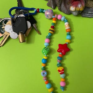 Beaded key Charm, Chunky bag charm, Y2k bag charm, Beaded bag charm, Beaded bag chain, Bag keychain, beaded keychain, key strap