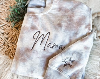 Personalized MAMA Sweatshirt | Mama Sweatshirt With Kids Names | Gifts For Mom | Mother's Day Gifts | Mama Embroidered Tie Dye Sweatshirt