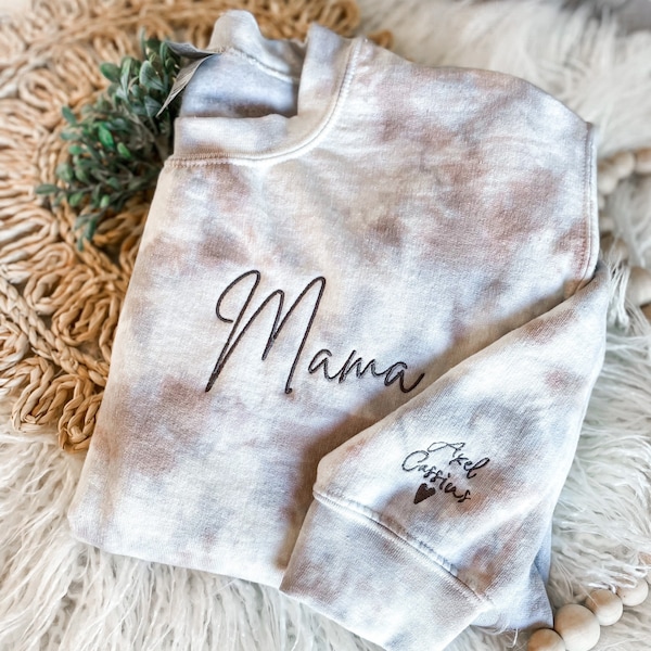 Personalized MAMA Sweatshirt | Mama Sweatshirt With Kids Names | Gifts For Mom | Mother's Day Gifts | Mama Embroidered Tie Dye Sweatshirt