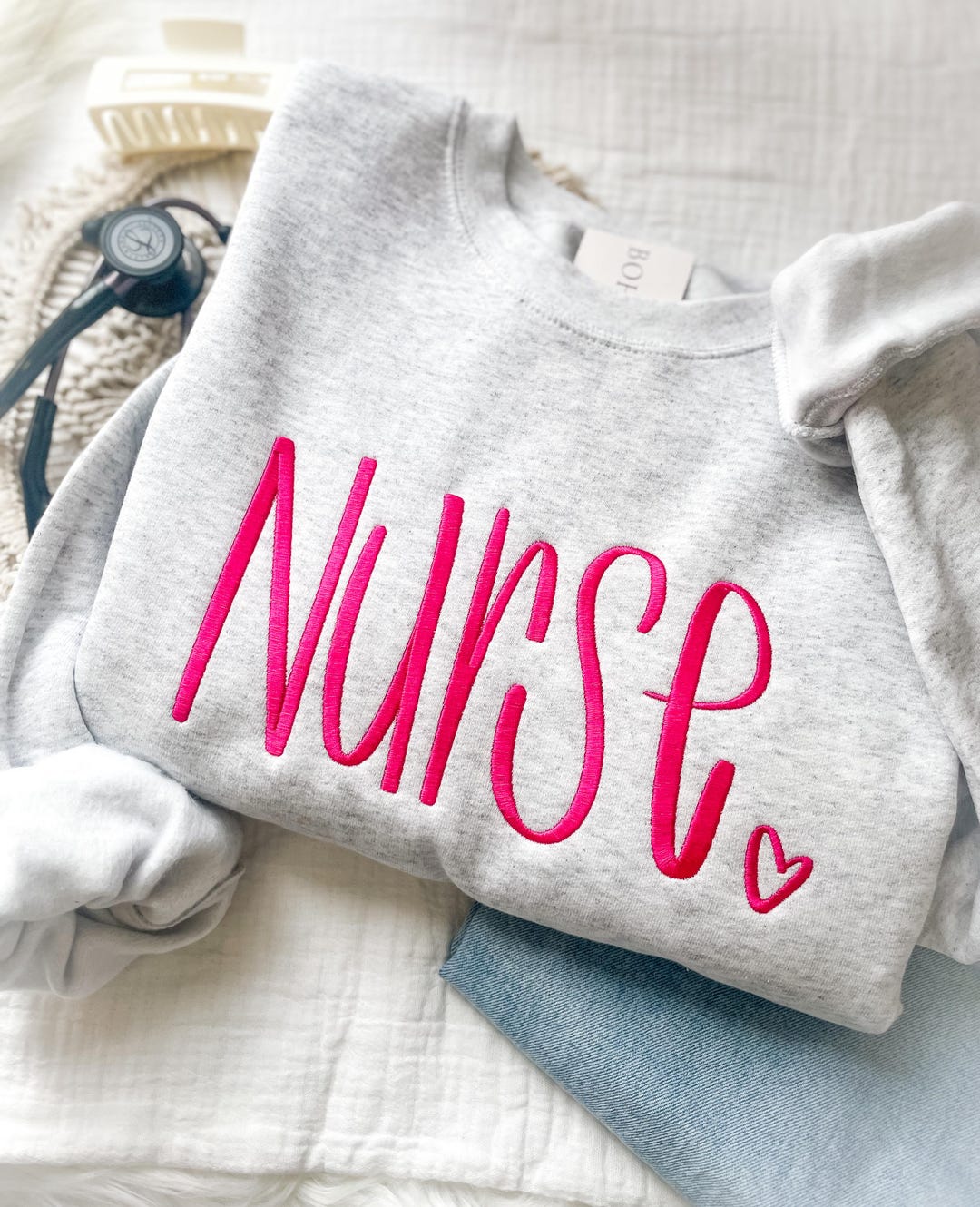 Embroidered Nurse Sweatshirt | Custom Nurse Crewneck | Choose Thread ...
