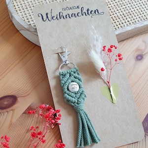 Chaveiro macrame presente macrame pingente cartão flores secas