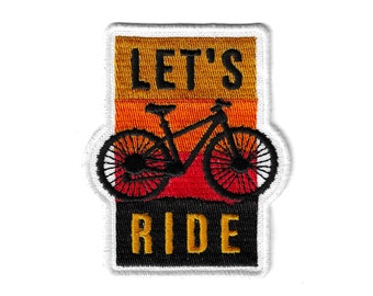 Let's Ride Embroidery Biker Patch, Mountain Bike, Bicycles Iron On