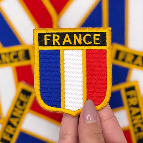 France Travel Patch – Paris French Flag Embroidered Shield Badge (2.75") – Iron Or Sew On