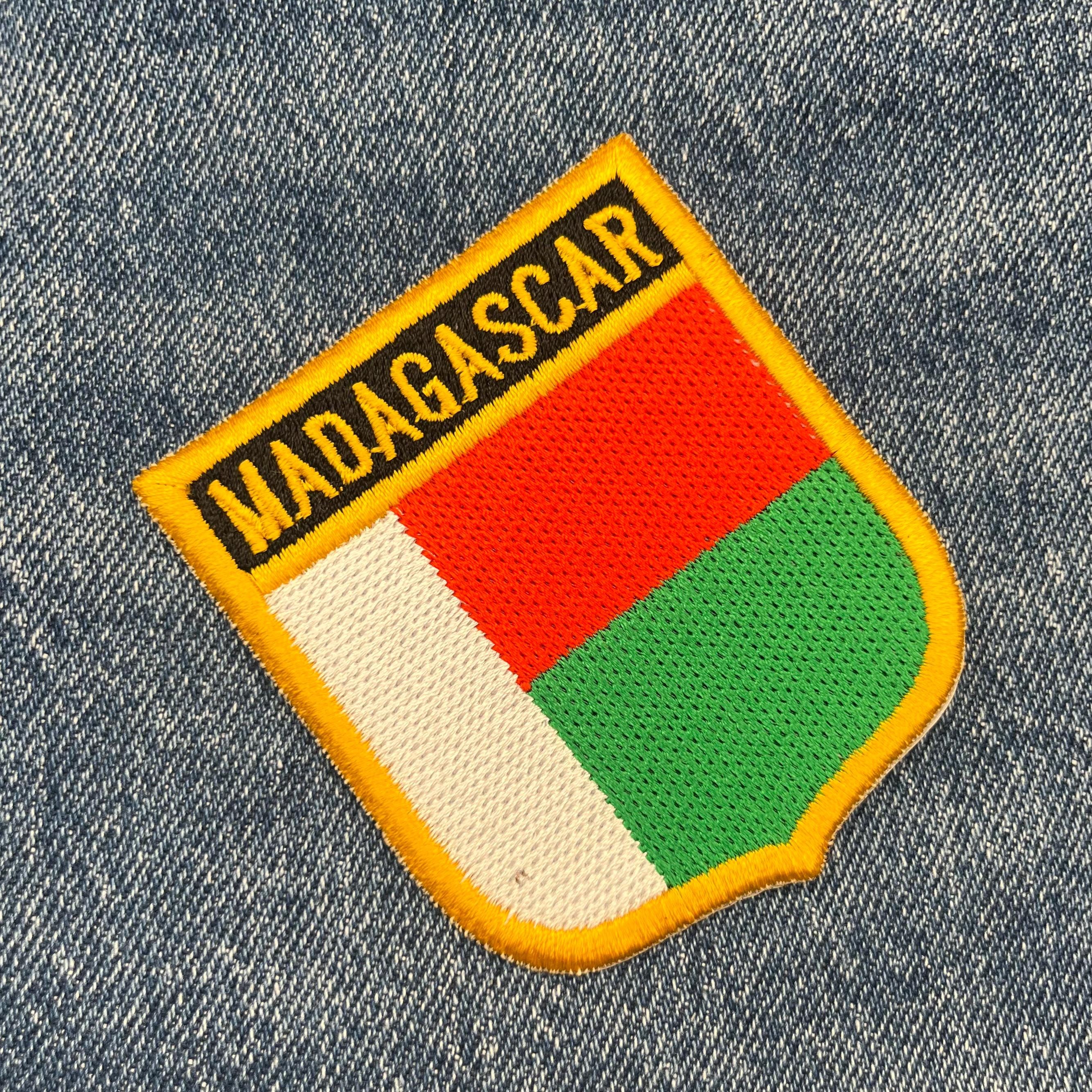 Madagascar Flag Shield Patch – Embroidered Africa Emblem
